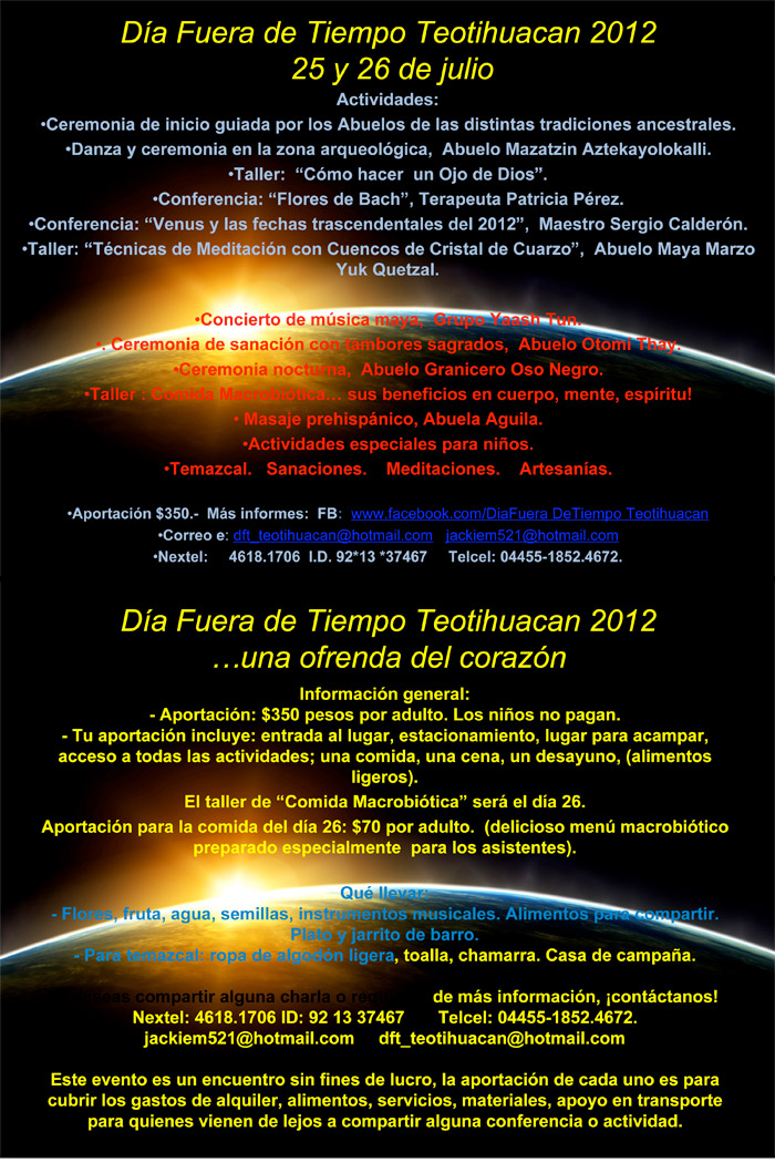 [Event info - contact dft_teotihuacan@hotmail.com - jackiem521@hotmail.com]